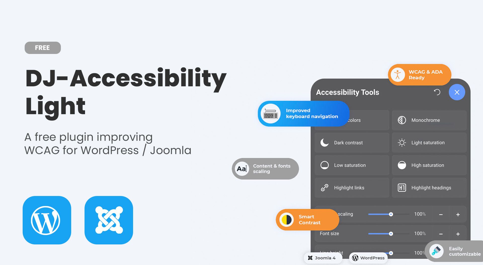 DJ-Accessibility Light - free accessibility plugin for Joomla & WordPress