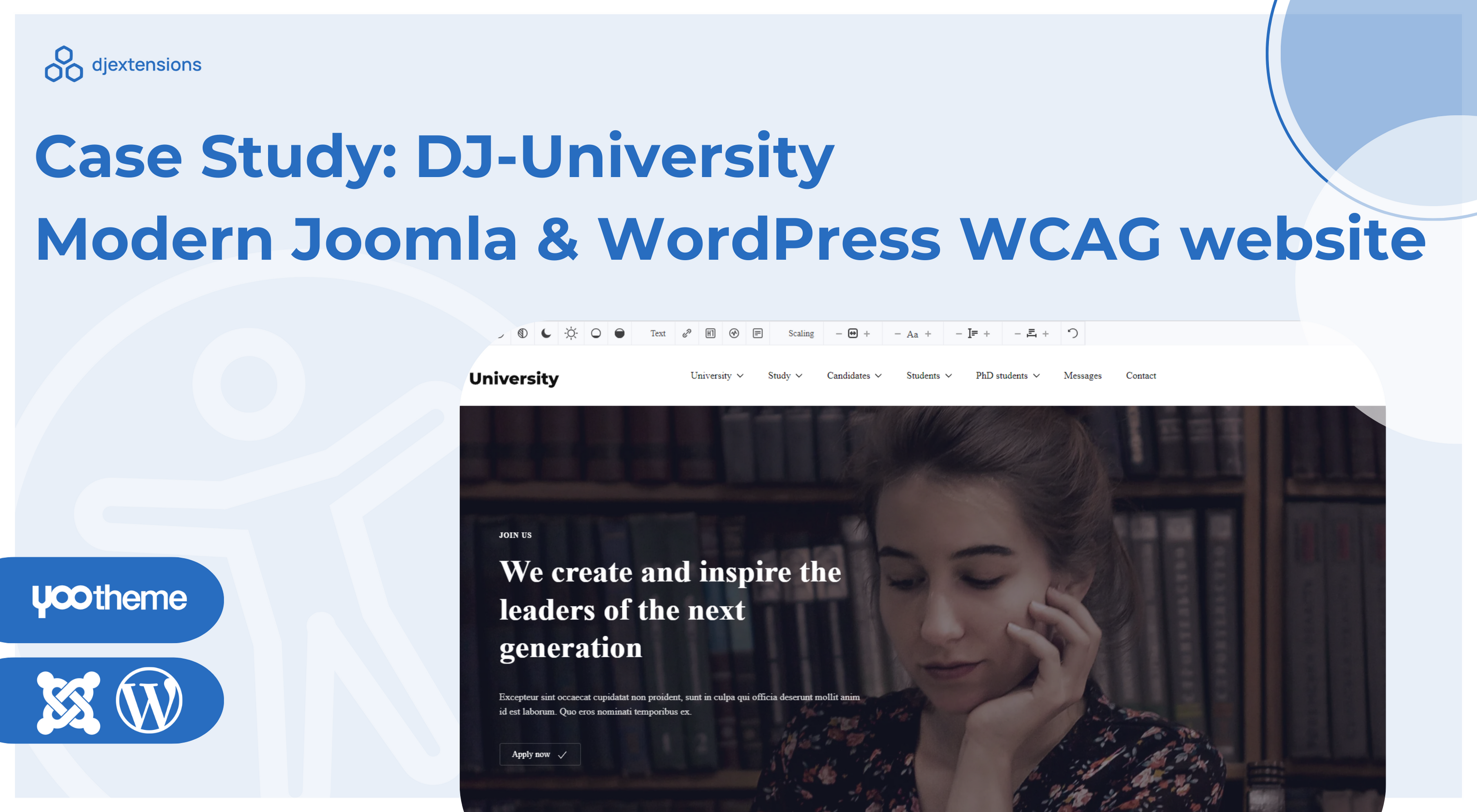 DJ-University - a modern WCAG tool for an educational institution web page - discover its advanced features