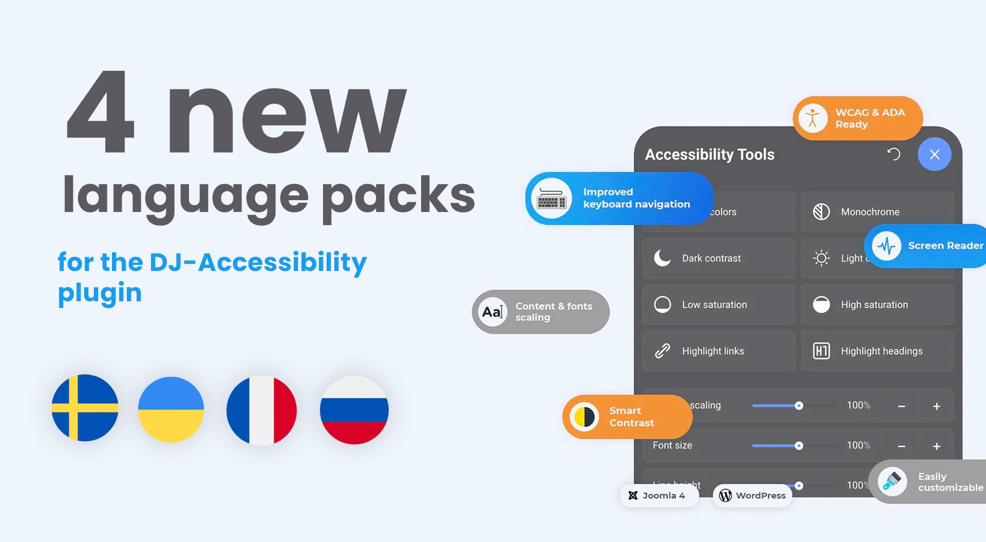 4 new language packs for the DJ-Accessibility plugin