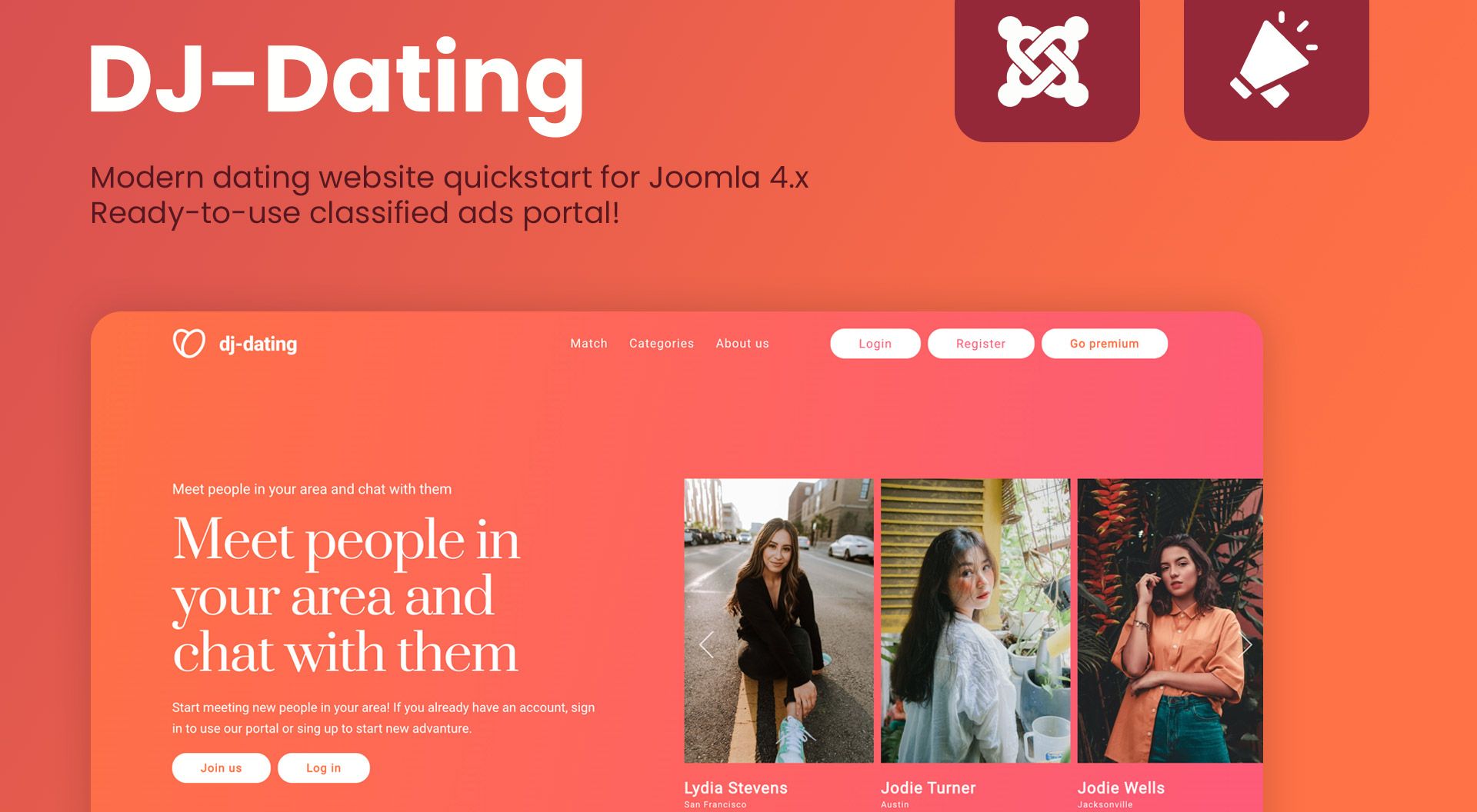 Discover DJ-Dating - Joomla 4.x dating template for classified ads portal
